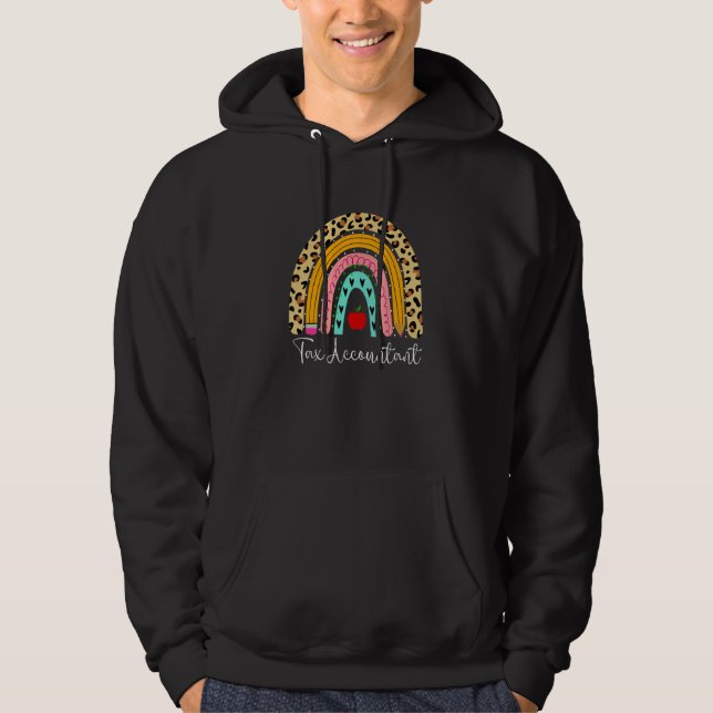 Tax Accountant Leopard Rainbow Accounting Back To  Hoodie (Framsida)