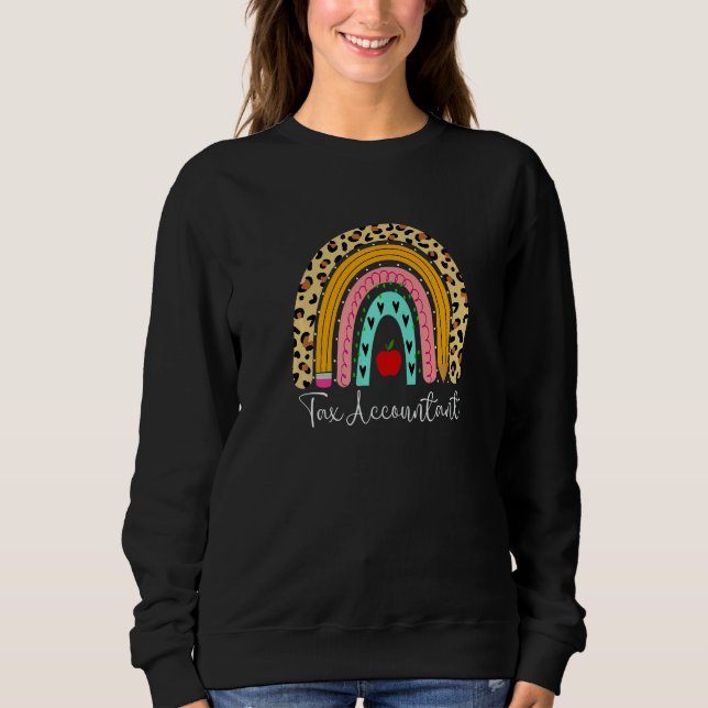 Tax Accountant Leopard Rainbow Accounting Back To  T Shirt (Framsida)
