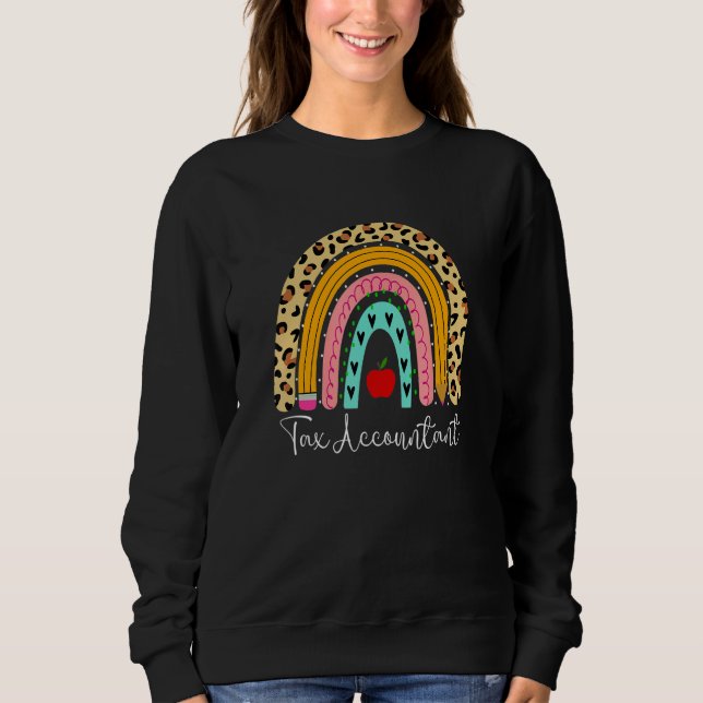 Tax Accountant Leopard Rainbow Accounting Back To  T Shirt (Framsida)