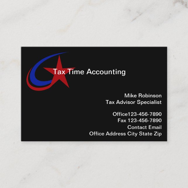 Tax Accountant Specialist Business Cards Visitkort (Framsida)