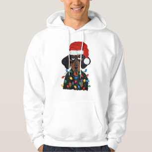 Tax Dachshund intrasslad i julgransbelysning Hoodie