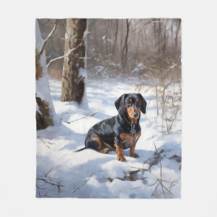 Tax Dachshund Låt Det Snöa Jul Fleecefilt