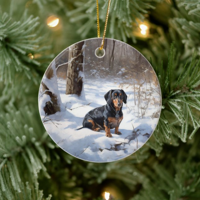 Tax Dachshund Låt Det Snöa Jul Julgransprydnad Keramik (Träd)