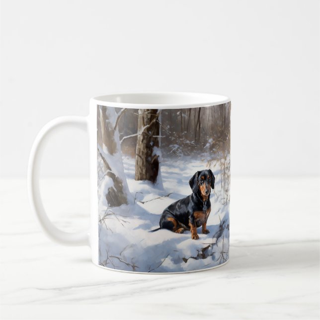 Tax Dachshund Låt Det Snöa Jul Kaffemugg (Vänster)