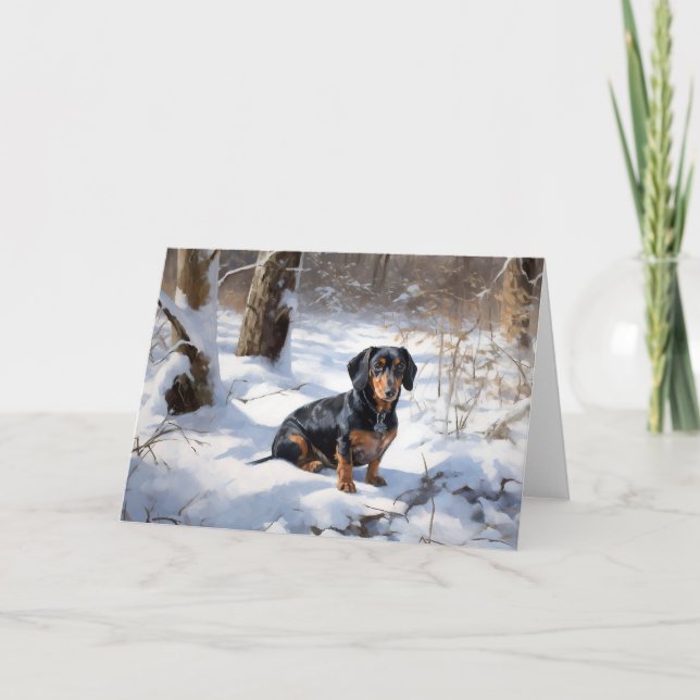Tax Dachshund Låt Det Snöa Jul Kort (Framsida)