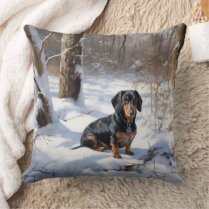 Tax Dachshund Låt Det Snöa Jul Kudde