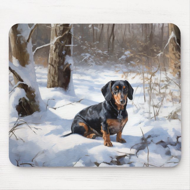 Tax Dachshund Låt Det Snöa Jul Musmatta (Framsidan)