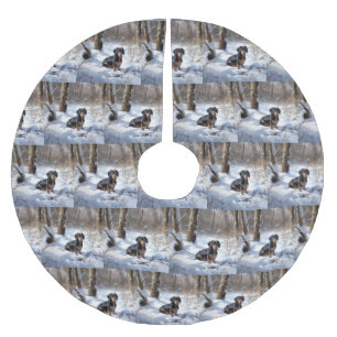 Tax Dachshund Let It Snow Jul Julgransmatta Borstad Polyester