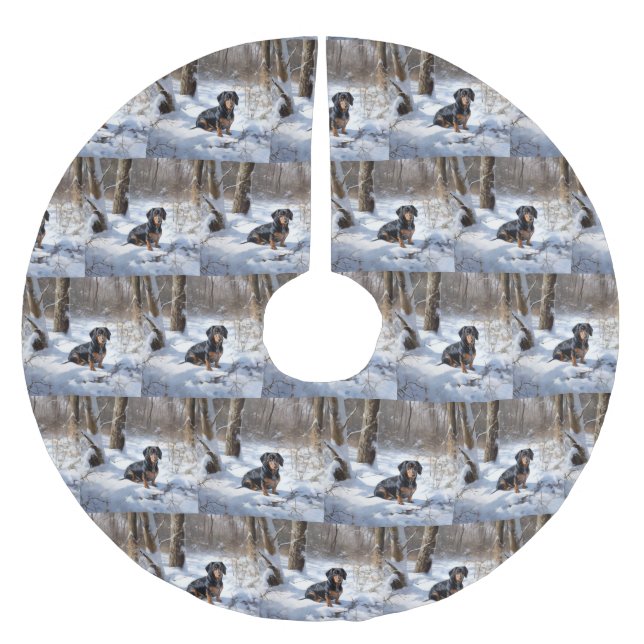 Tax Dachshund Let It Snow Jul Julgransmatta Borstad Polyester (Framsidan)