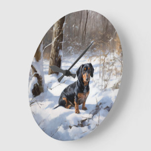 Tax Dachshund Let It Snow Jul Stor Klocka