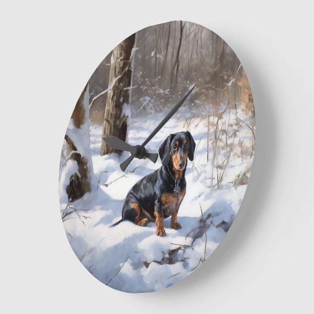 Tax Dachshund Let It Snow Jul Stor Klocka (Vinkel)