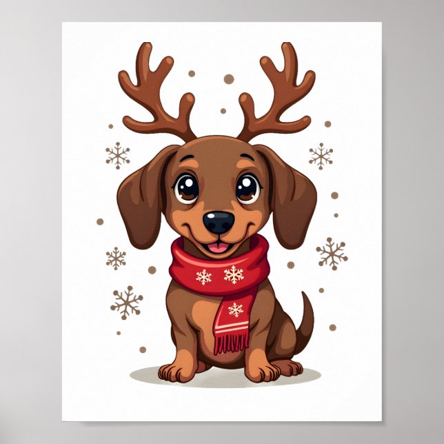 Tax Dachshund Vinter Glädje Poster (Framsidan)