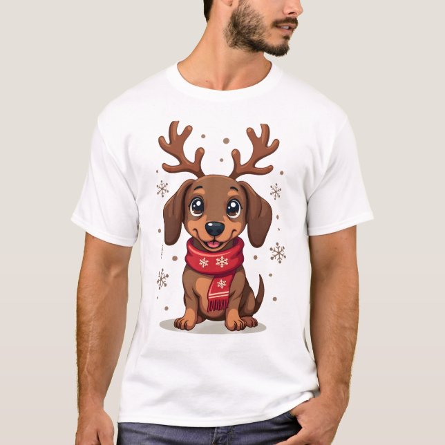 Tax Dachshund Vinter Glädje T Shirt (Framsida)