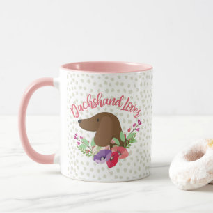 TaxälskareDoxie blom- gullig illustration Mugg