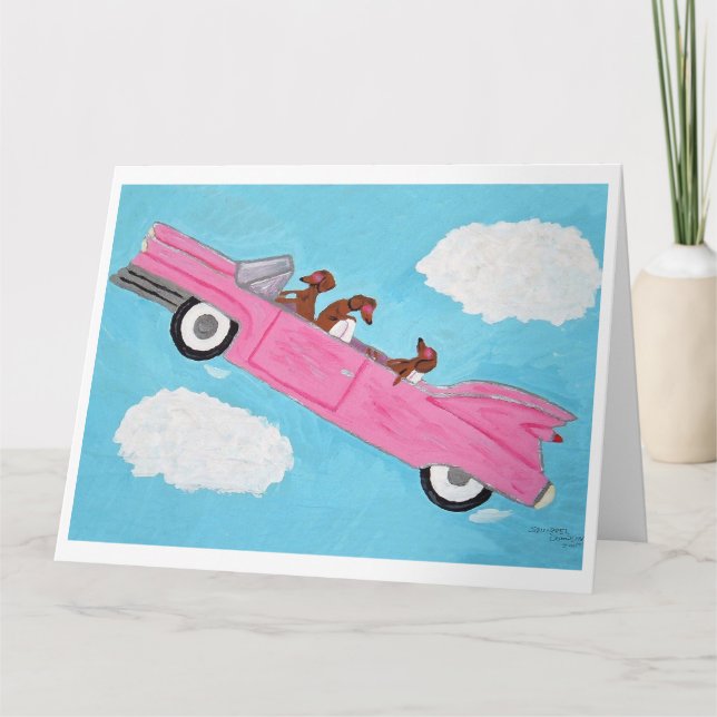 Taxar i rosa cabriolet i himlen kort (Framsida)