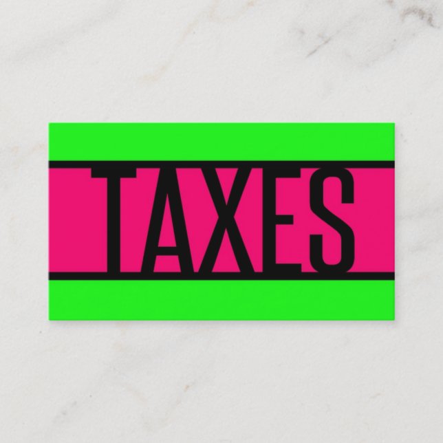 Taxes Neon Grönt och Shock rosa Visitkort (Framsida)