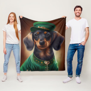 Taxhund i St. Patrick's Day-dräkt Fleecefilt