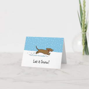 Taxhund Låt det snöa - Glad Wienerhund Jul Helgkort