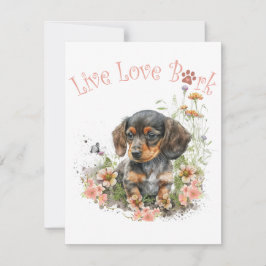 Taxhund Mamma Blommig Anteckningskort