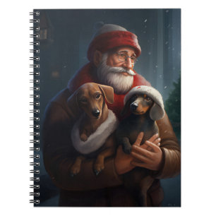 Taxhund med Tomte Festiv Jul Anteckningsbok