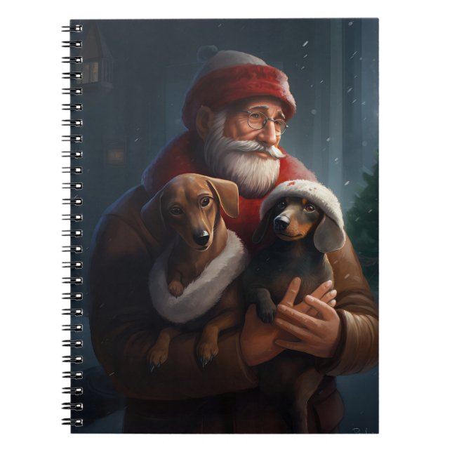 Taxhund med Tomte Festiv Jul Anteckningsbok (Framsidan)