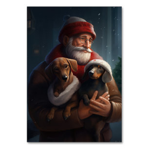 Taxhund med Tomte Festiv Jul Bordsnummer