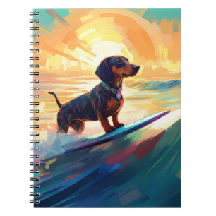 Taxhund Strand Surfning Målning Anteckningsbok