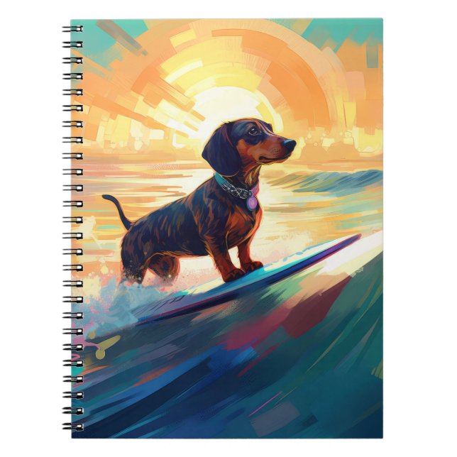 Taxhund Strand Surfning Målning Anteckningsbok (Framsidan)