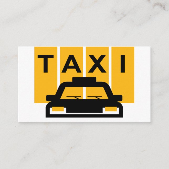 Taxi bil gula ränder visitkort (Framsida)