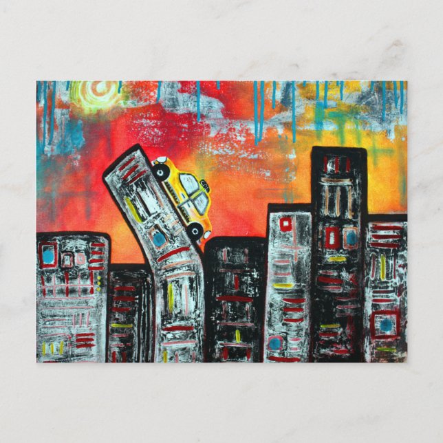 Taxi Cab City Art Vykort (Framsida)