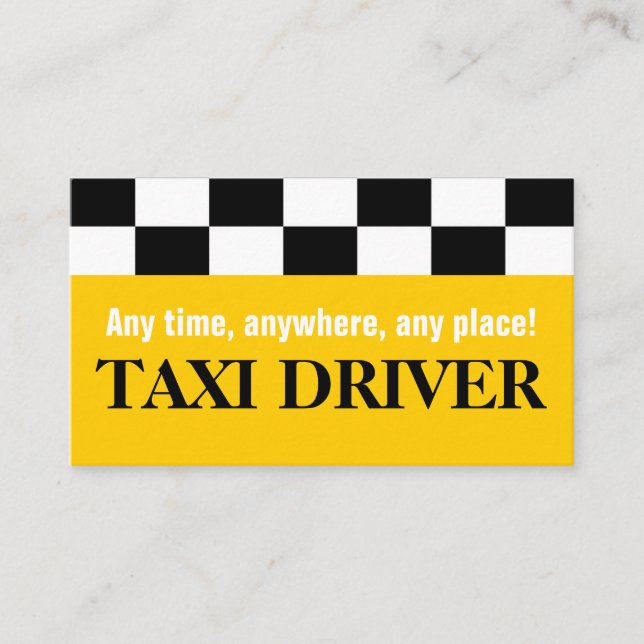 Taxi, Cab, Driver, Transportation Business Card Visitkort (Framsida)