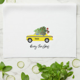 Taxi Cab God jul Träd Helgdag Decor Kökshandduk