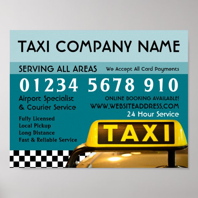 Taxi Cab-skyltannonsering Poster (Framsidan)