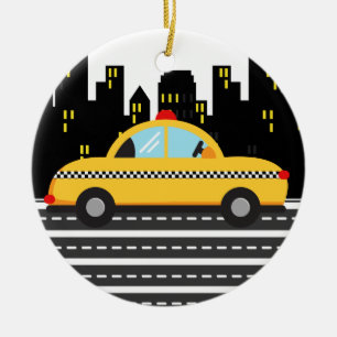 TAXI Cab - SRF Julgransprydnad Keramik