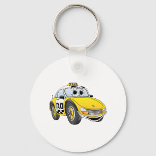Taxi Cab Tecknad Nyckelring