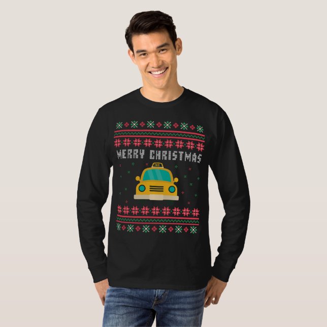 Taxi Cab Ugly jul Sweater T-shirt (Hel framsida)