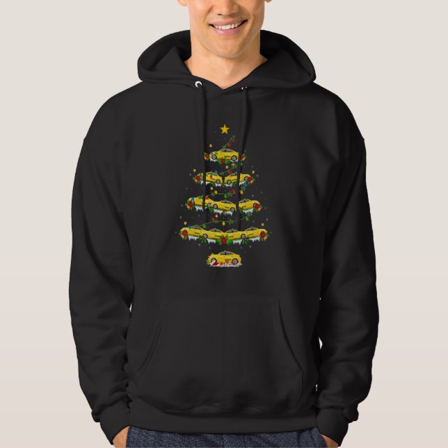 Taxi Christmas Tree Lights Santa Taxi Xmas Hoodie (Framsida)