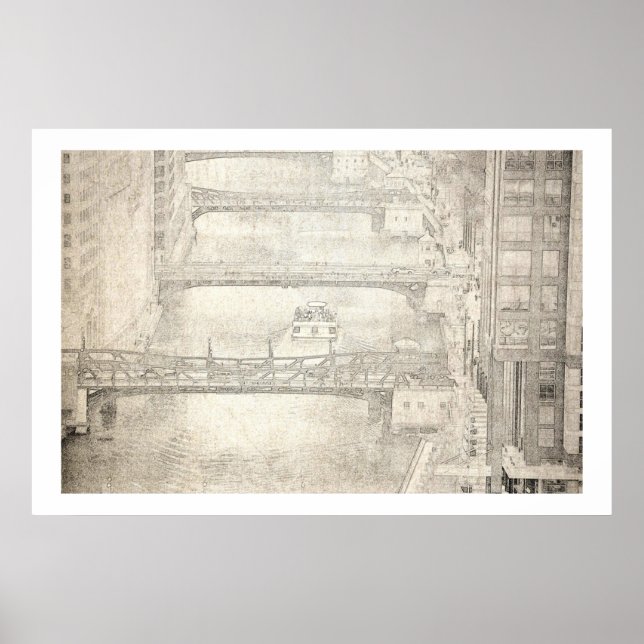Taxi Down Chicago River Poster (Framsidan)