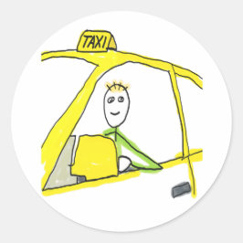 Taxi Driver Stickman Runt Klistermärke
