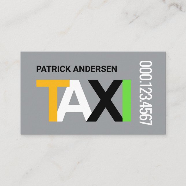 TAXI Färger Skyltar Förarutbildning Visitkort (Framsida)