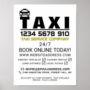 Taxi Firm Logotyp, Taxi Cab Firm Reklam Poster
