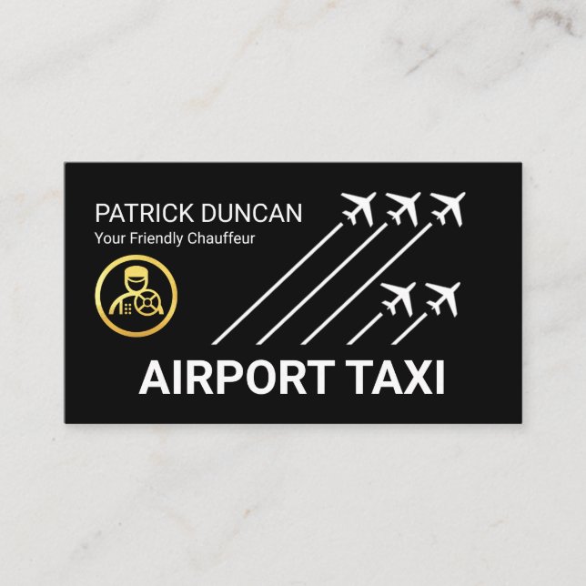 Taxi Flygplan Flygplats Landningsbana Visitkort (Framsida)