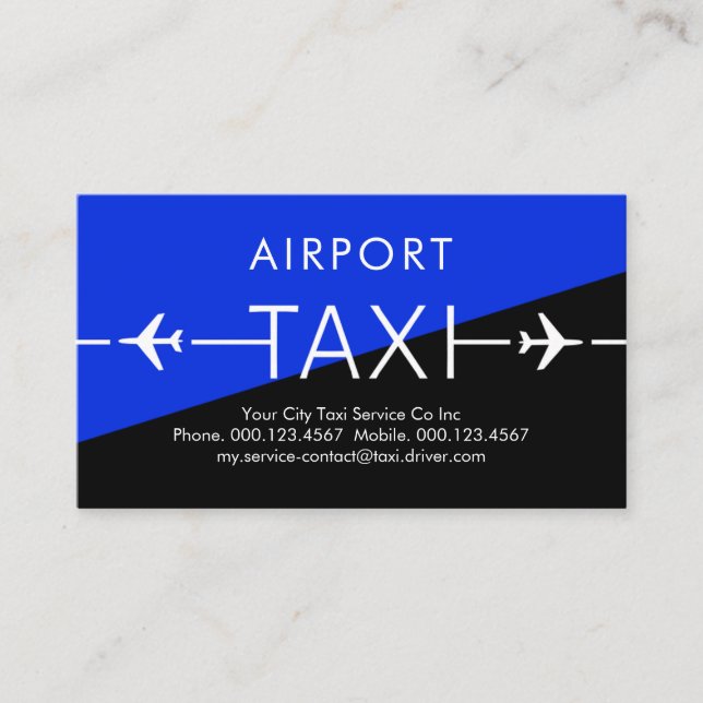Taxi Flygplans Landningsbana Cab Service Visitkort (Framsida)