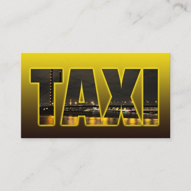 Taxi förarhytten gult taxi i centrala ljus visitkort (Framsida)