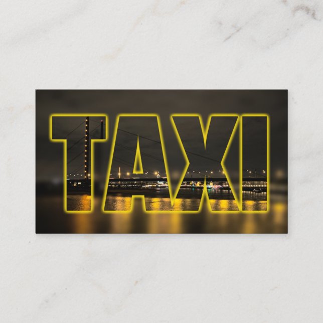 Taxi förarhytten gult taxi i centrala ljus visitkort (Framsida)