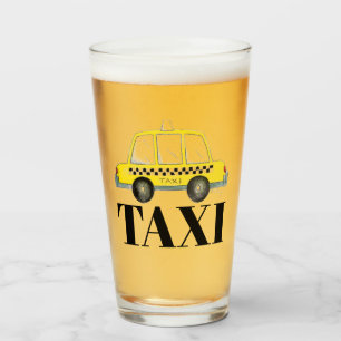 TAXI New York City Checkered Gult Cab NYC Glaskopp