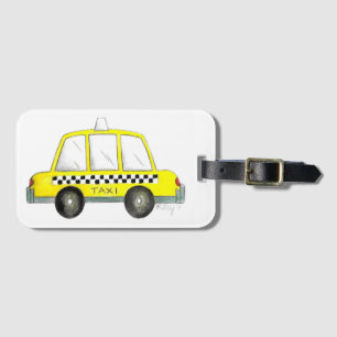 Taxi NYC Gult New York City Checkered Cab Car Bagagebricka