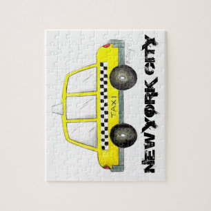 Taxi NYC Gult New York City Checkered Cab Car Pussel
