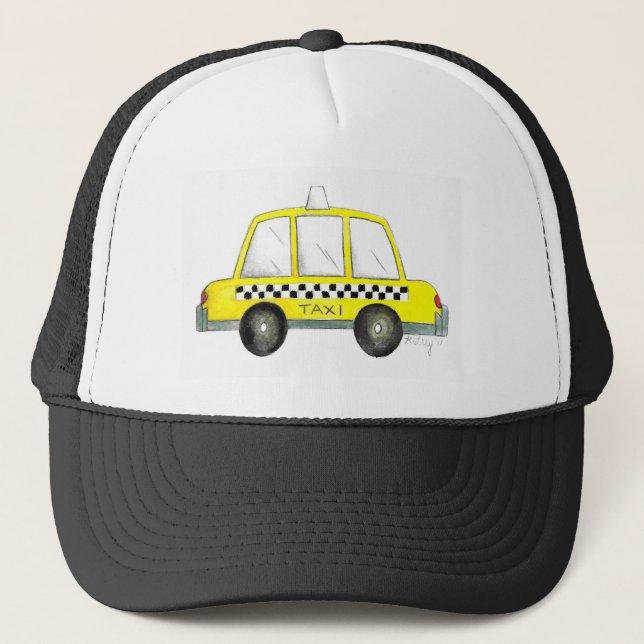 Taxi NYC Gult New York City Checkered Cab Car Truckerkeps (Framsida)
