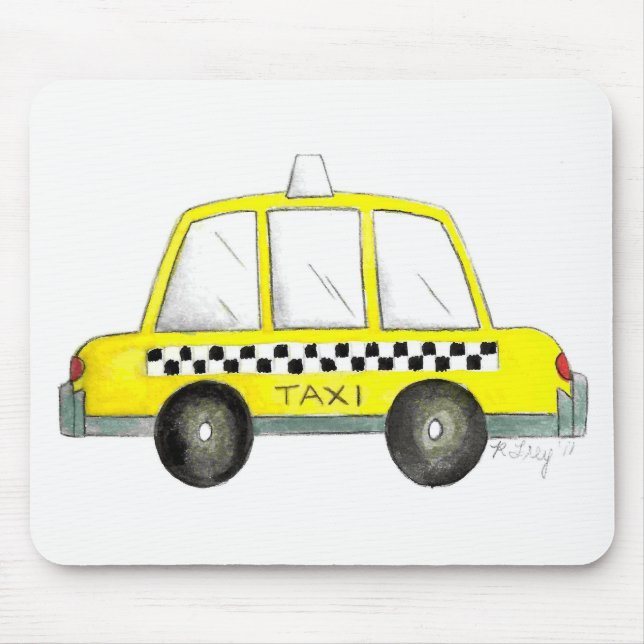 Taxi NYC Gult New York City Checkered Cab Gift Musmatta (Framsidan)
